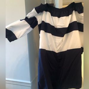 Crown and Ivey, off the shoulder navy blue and white dress. Size XL